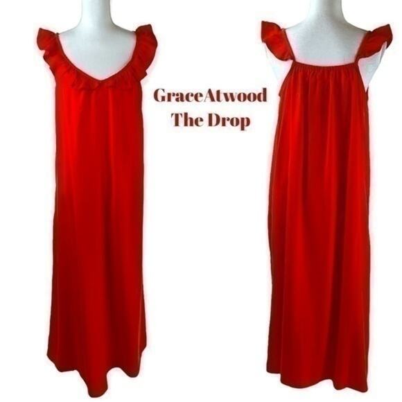 Grace Atwood The Drop 100% Tencel Tangerine Maxi Dress w pockets - Picture 1 of 7